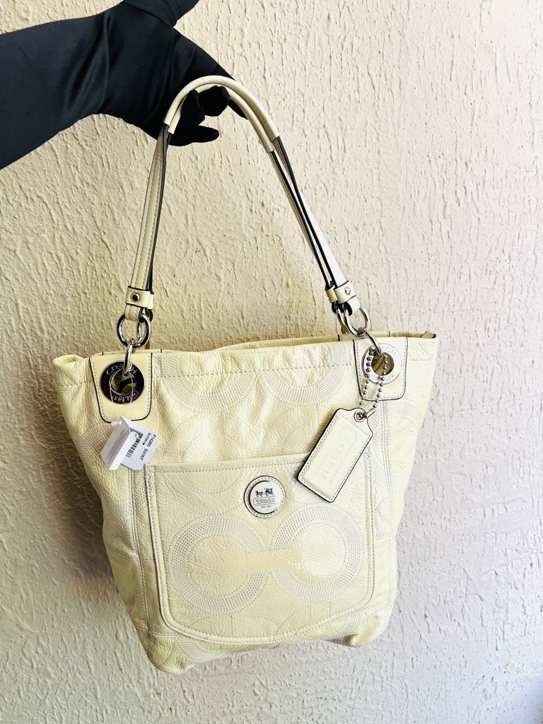 Coach Alex Signature Stitch Patent Leather Tote Bag Nwt